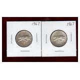CANADA 2 CENTENNIAL 1967 SILVER QUARTERS