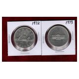 CANADA 1972 & 1973 NICKEL DOLLARS
