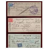 CANADA 3 CHEQUES WITH STAMPS FROM 1930's