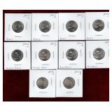 USA 10 DIFFERENT 5 CENT COINS 2004-2006