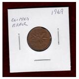CANADA 1969 CLIPPED ERROR PENNY