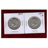 USA 1977 & 1977-D KENNEDY HALF DOLLARS