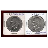 USA 1974 & 1974-D EISENHOWER DOLLARS