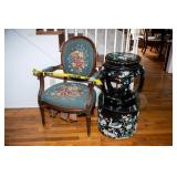 Vintage Lacquer Chinese Wooden Stool/Side Table