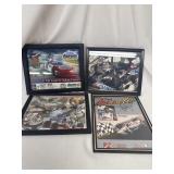 Framed racing pictures