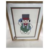 Vintage Snowman cross stitch Picture
