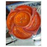5-piece serving set with a red-orange glaze.