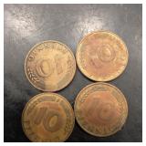 Lot Of Germany 10 Pfennig Coins