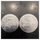 Lot Of 2 Sunoco Antique Car Coin
