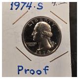 1974- S Proof Washington Quarter
