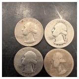 Lot Of 4 Washington Quarters 1967,1944,1937