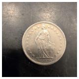 1972 Swiss 2 France Coin