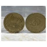 Lot Of 2 Algerian 20 Centimes
