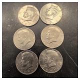 Lot Of 6 Kennedy Half Dollars