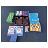Poker chips/ cards & card tray/Canasta cards dice