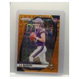 JJ McCarthy 2024 Prizm Orange Velocity Rookie