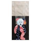 TY Beanie Baby 1999 Blue Face Spangle Bear in case