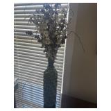 Teal floral vase blossoms 30"