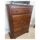Five drawer chest inlay mahogany finish like new