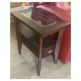 Glass top table end table  mahogany 22 Long 24
