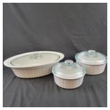 3 Corningware Bakeware Pcs with Lids