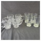 4 Glass Tumblers, 4 Christamas Holly Mugs