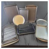 Group of Cookie Sheets, Broiler Pan, Pizza Pans