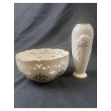 Lenox 2 pc vase and bowl