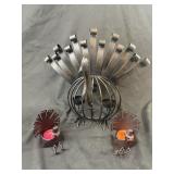 Metal Turkey art candle holder displays