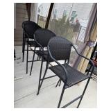 4 tall patio chairs with pads  with duck cover