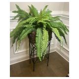 Artificial fern in basket metal rack39"t