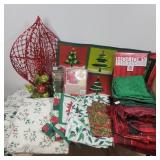 Group of Christmas Linens, Decors, Mats
