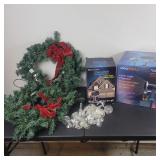 2 Prelit Wreaths 17", Laser Projector,