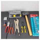 Screwdriver and Socket set, pliers, vise grip,