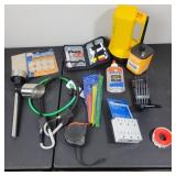 Box Lot - Flashlight and battery, zip ties, s