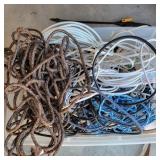 Tote Of Extension Cords and Various Cable Wire,