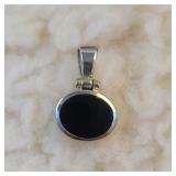 925 Silver Pendant with Black Stone (Onyx)