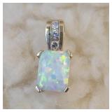 10K Opal Pendant with CZ Accents 1/2" - 0.03oz