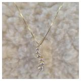 14K YG Box Chain With Diamond Journey Pendant