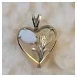 Heart Shaped Opal like stone Pendant- Not Marked