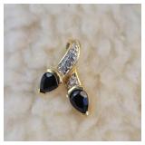 Yellow Gold Color Black Stone Pendant with c