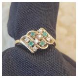 14k YG Emerald and Diamond Ring