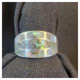 .925 Silver Mother of Pearl Ring Sz8