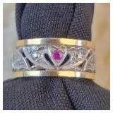 14k White and Yellow Gold Ruby Ring sz 6.5 0.23oz