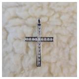 10K White Gold Cross Pendant with Diamonds