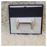 .925 Gold color Hoop Earrings with clear color
