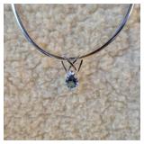 .925 Silver Omega Chain with Blue toned Crystal