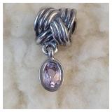 .925 Pandora Slide Charm with pink stone