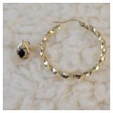14k single hoop earring, and 14k single Sapphire