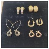 5prs Gold Colored Earrings